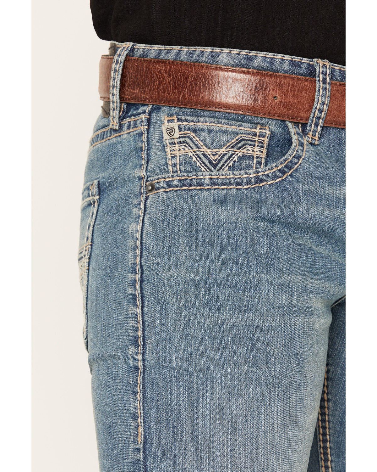 Image #2 - Rock & Roll Denim Men's Boot Barn Exclusive Pistol Medium Wash Bootcut Stretch Denim Jeans, Medium Wash, hi-res
