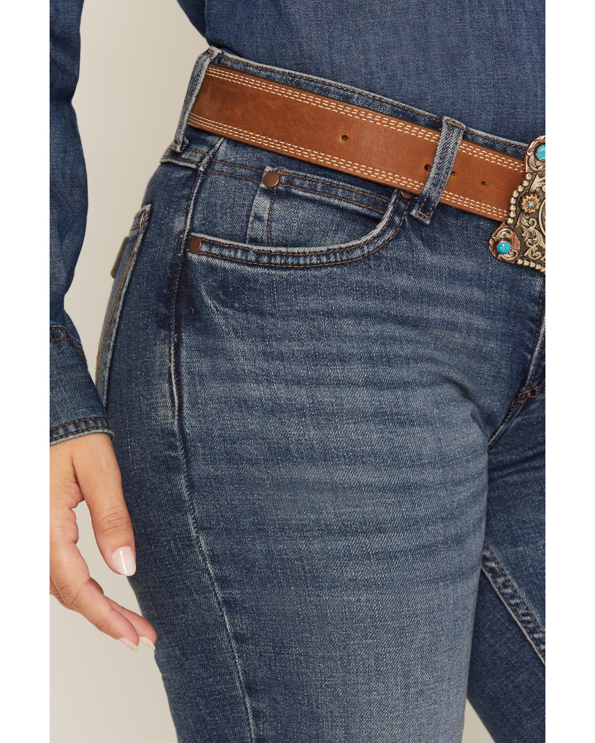 Image #2 - Wrangler Women's Medium Wash Mid Rise Mae Bootcut Stretch Denim Jeans, Medium Wash, hi-res