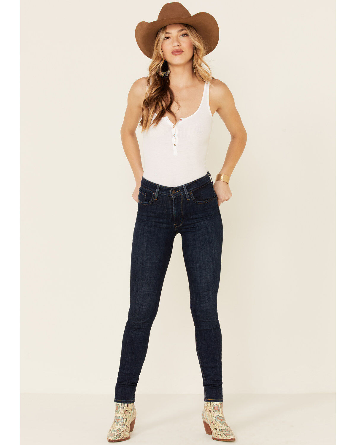 Image #1 - Levi's Women's Dark Wash 721 High Rise Skinny Jeans, Blue, hi-res