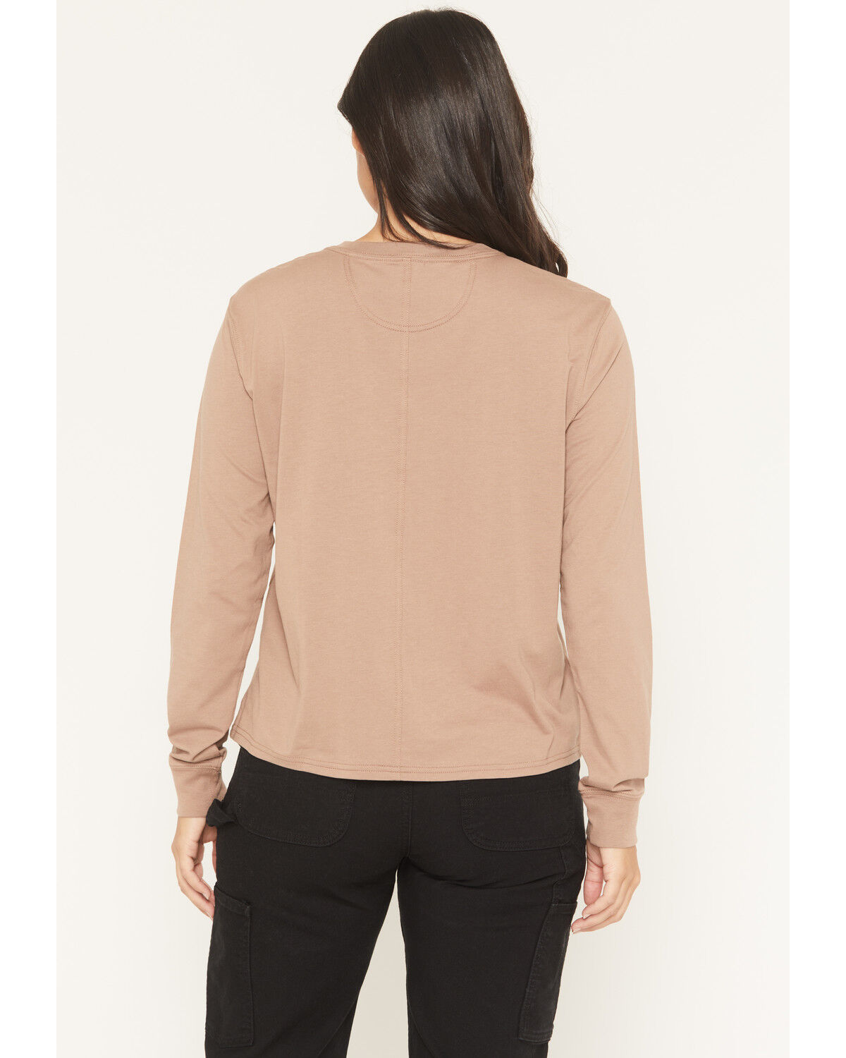 Image #4 - Carhartt Women's Tencel&trade; Fiber Series Loose Fit Long Sleeve Pocket Tee, Tan, hi-res