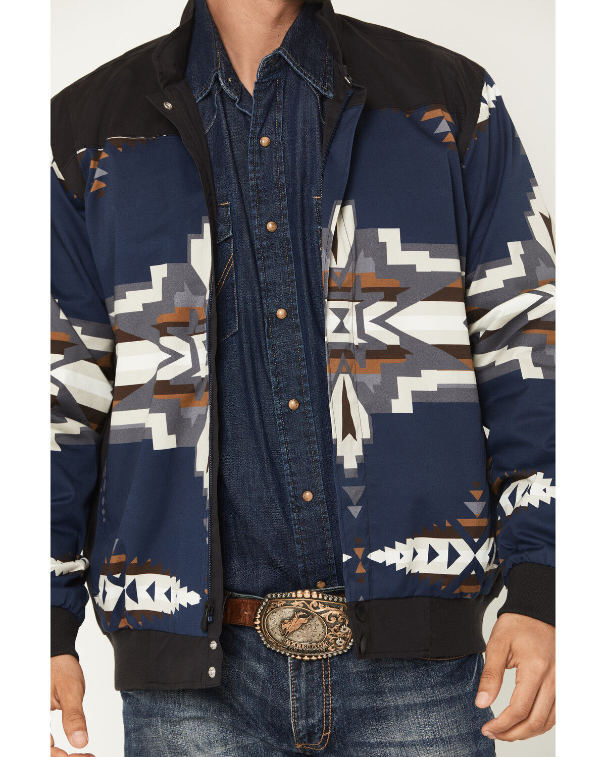 Image #3 - RANK 45&reg; Men's Southwestern Print Insulated Bomber Jacket, Navy, hi-res
