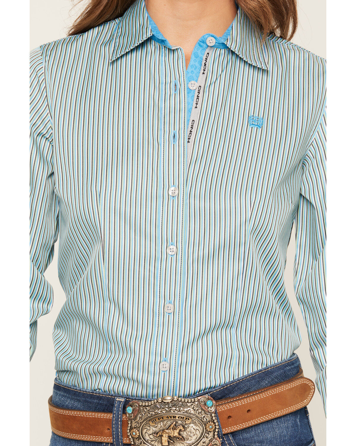 Image #3 - Cinch Women's TENCEL&trade; Striped Long Sleeve Button-Down Western Shirt, Multi, hi-res