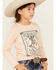 Image #2 - Wrangler Girls' Long Live Cowgirls Long Sleeve Graphic Shirt , Pink, hi-res