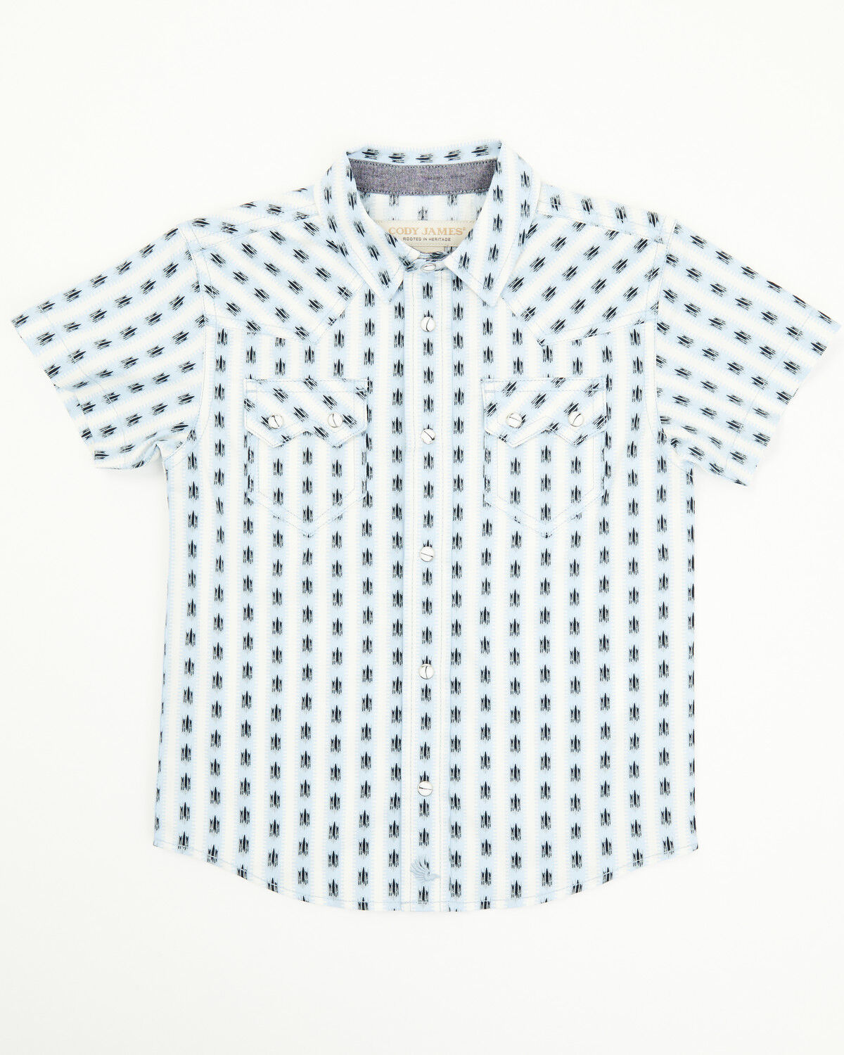 Cody James Toddler Boys' Outlaw Pass Striped Print Short Sleeve Snap Western Shirt, White, hi-res