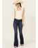 Image #1 - Shyanne Women's Luna High Rise Flare Stretch Denim Jeans, Dark Wash, hi-res