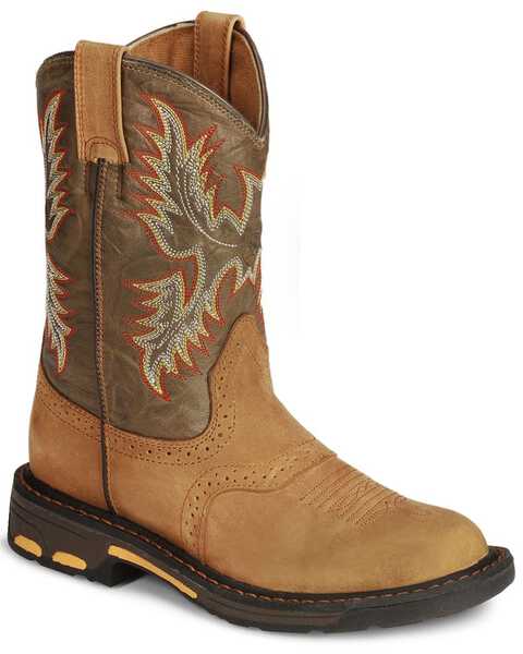 Image #1 - Ariat Boys' WorkHog® Western Boots - Square Toe, Aged Bark, hi-res