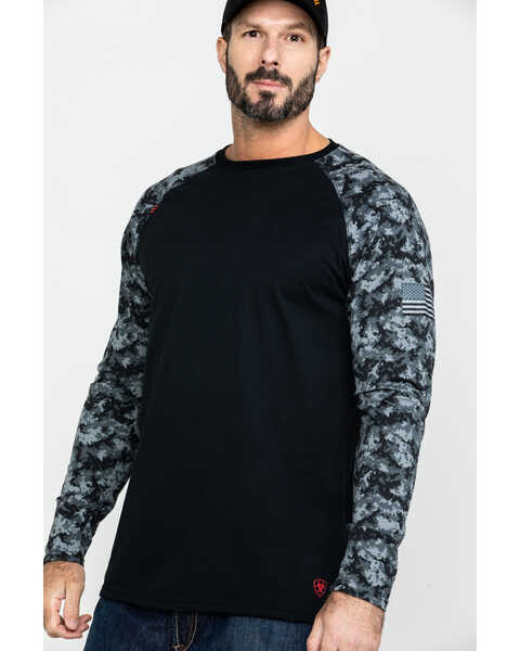 Image #3 - Ariat Men's Camo FR Baseball Long Sleeve Work Shirt , Camouflage, hi-res