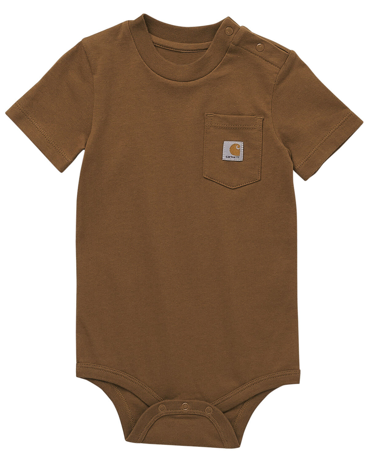 Carhartt Infant Boys' Short Sleeve Pocket Onesie, Brown, hi-res