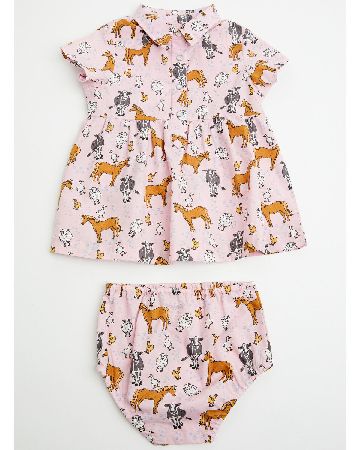 Wrangler Infant Girls' Farm Animal Print Dress Set - 2 Piece, Pink, hi-res