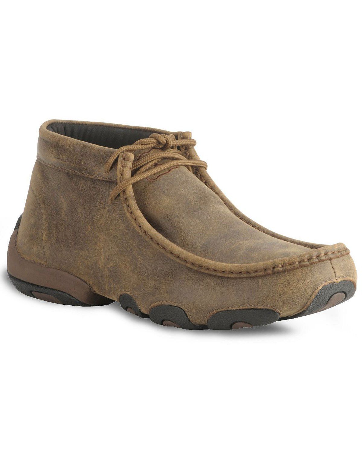 Twisted X Bomber Leather Lace-Up Driving Moccasins, Distressed, hi-res