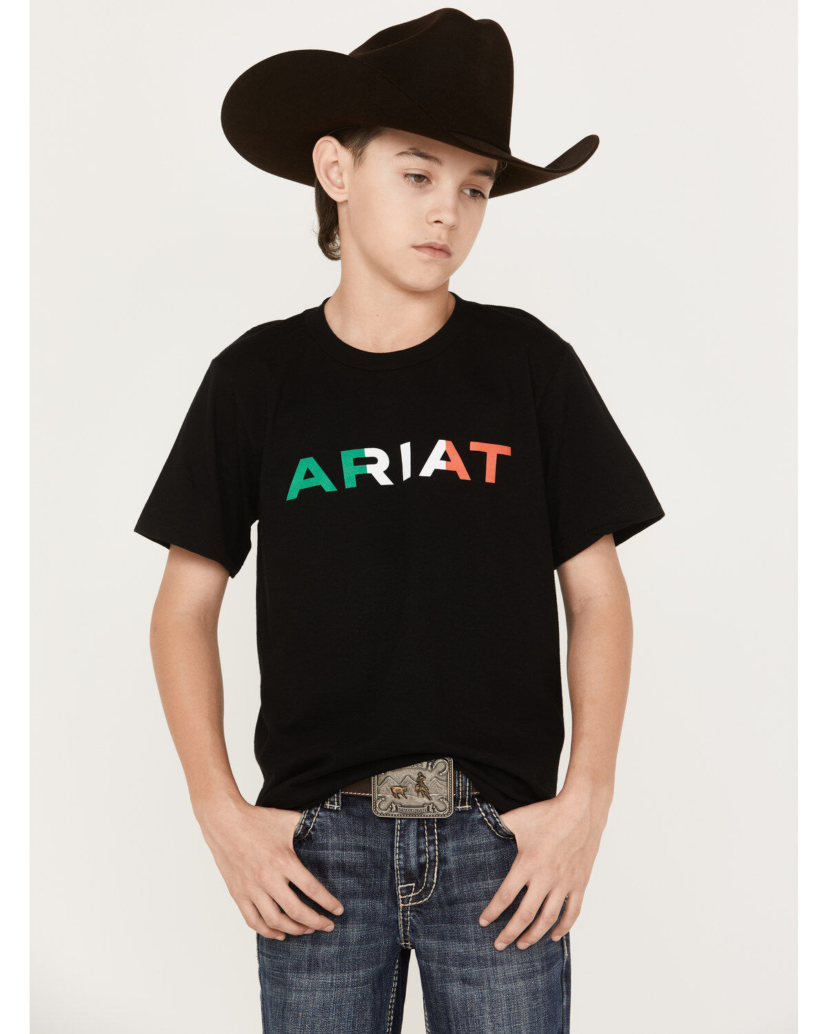 Image #1 - Ariat Boys' Viva Mexico Short Sleeve Graphic T-Shirt, Black, hi-res