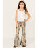 Image #1 - Rock & Roll Denim Girls' Southwestern Print Bargain Bell Flare Jeans, Tan, hi-res