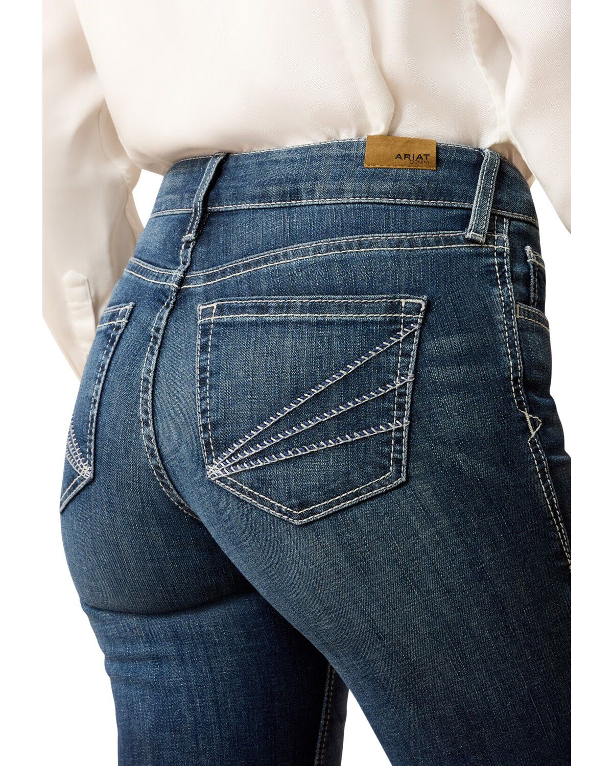 Image #3 - Ariat Women's Dark Wash Trouser Perfect Rise Aisha Wide Leg Stretch Denim Jeans, Dark Wash, hi-res