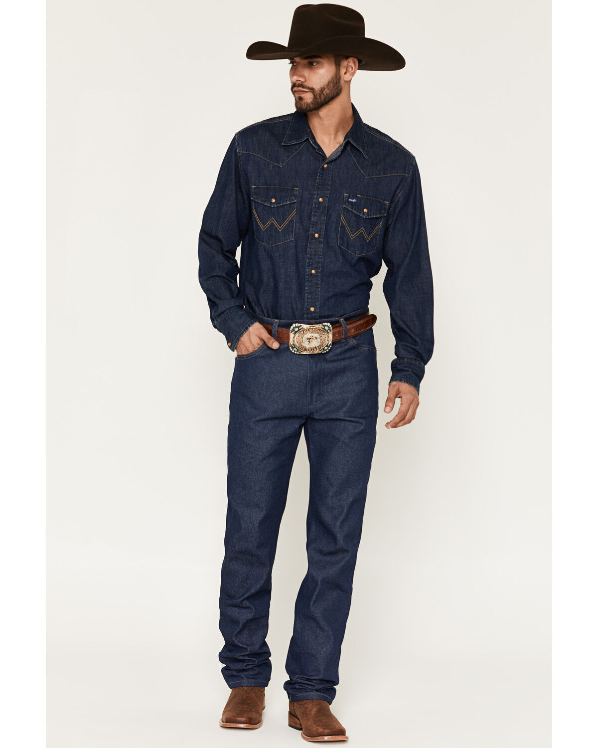 Wrangler Men's Original Fit Rigid Jeans, Indigo, hi-res