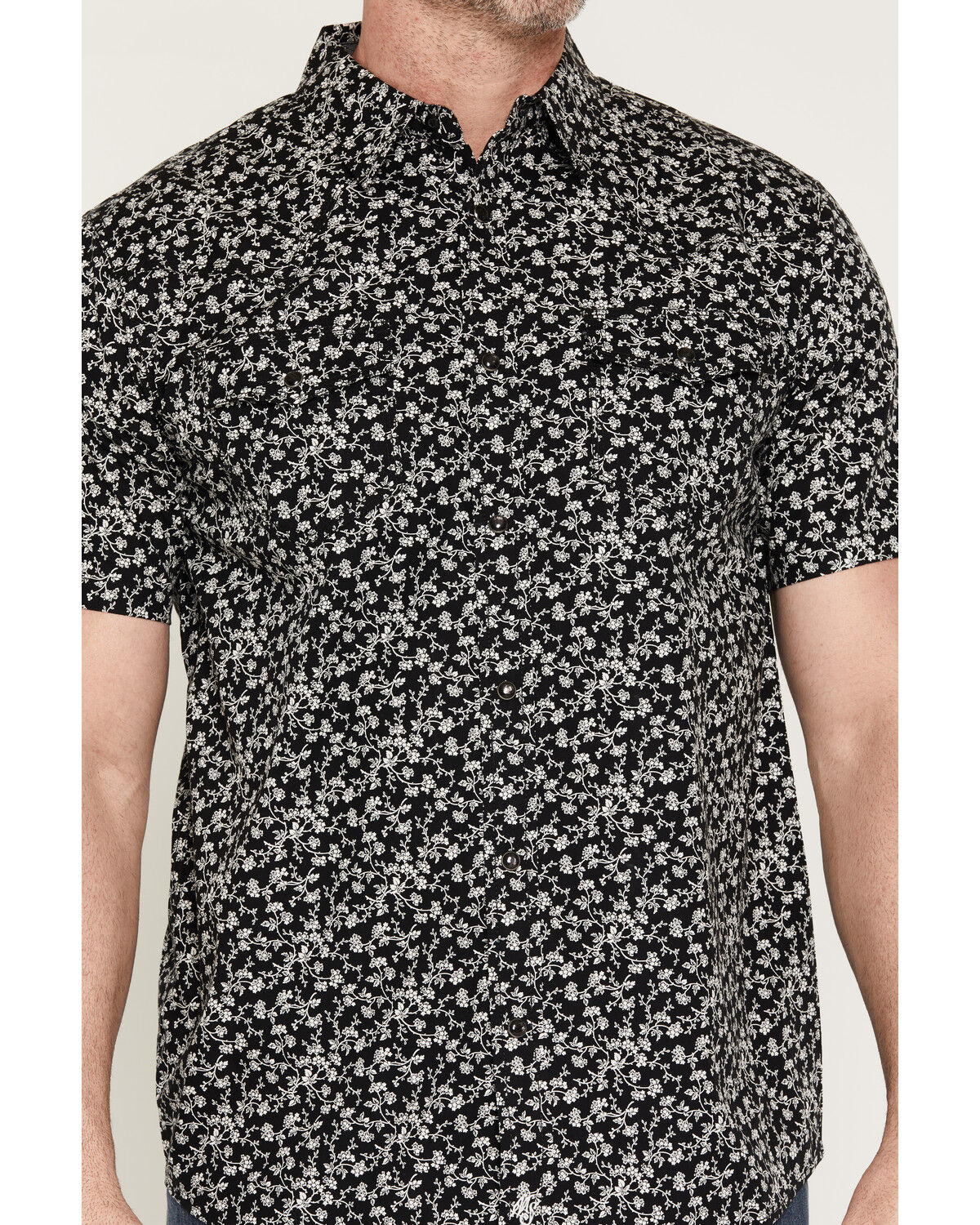 Image #3 - Moonshine Spirit&reg; Men's Midnight Bloom Floral Print Short Sleeve Snap Western Shirt, Black, hi-res