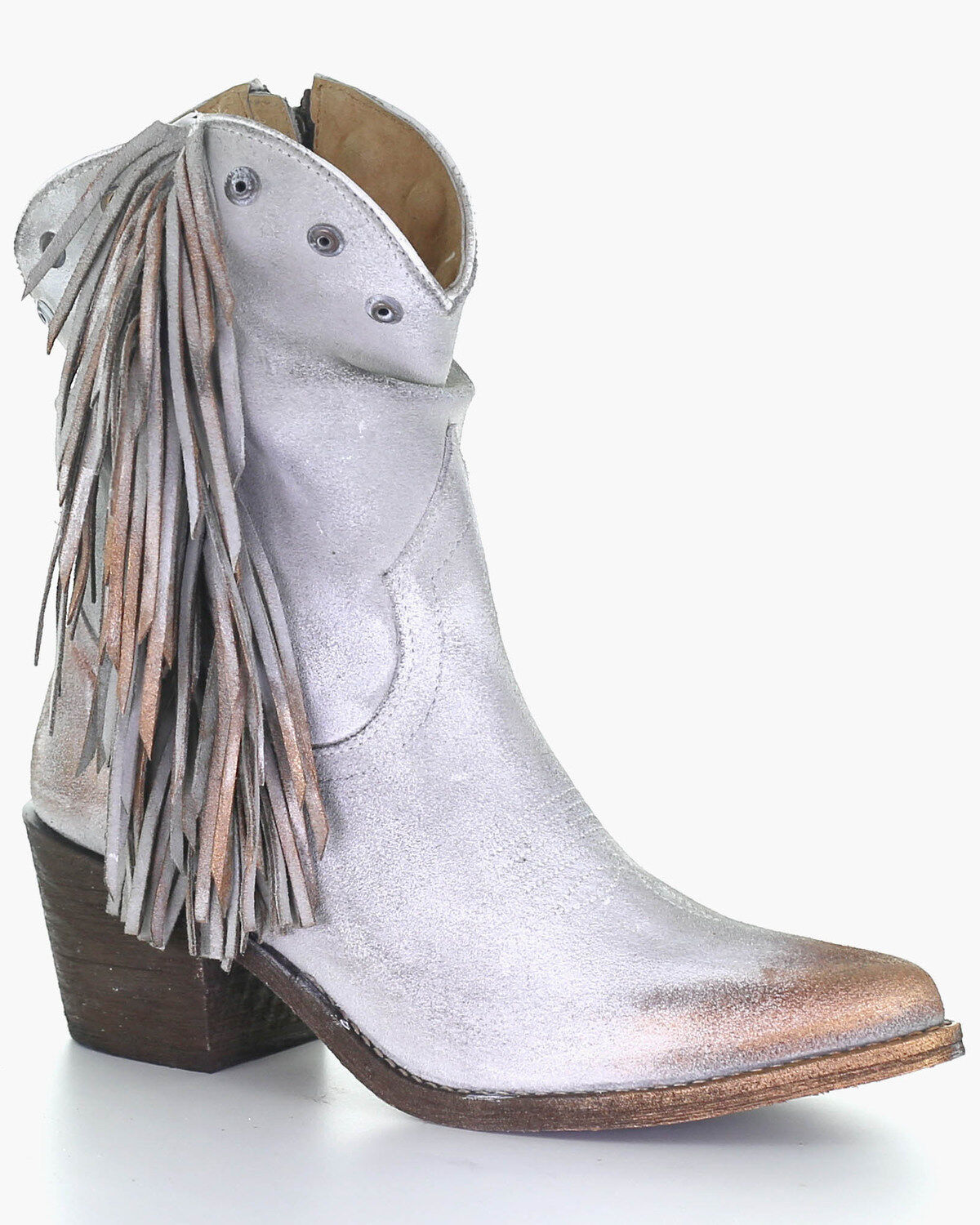 Image #1 - Circle G Women's Studded & Fringe Fashion Booties - Round Toe, Grey, hi-res