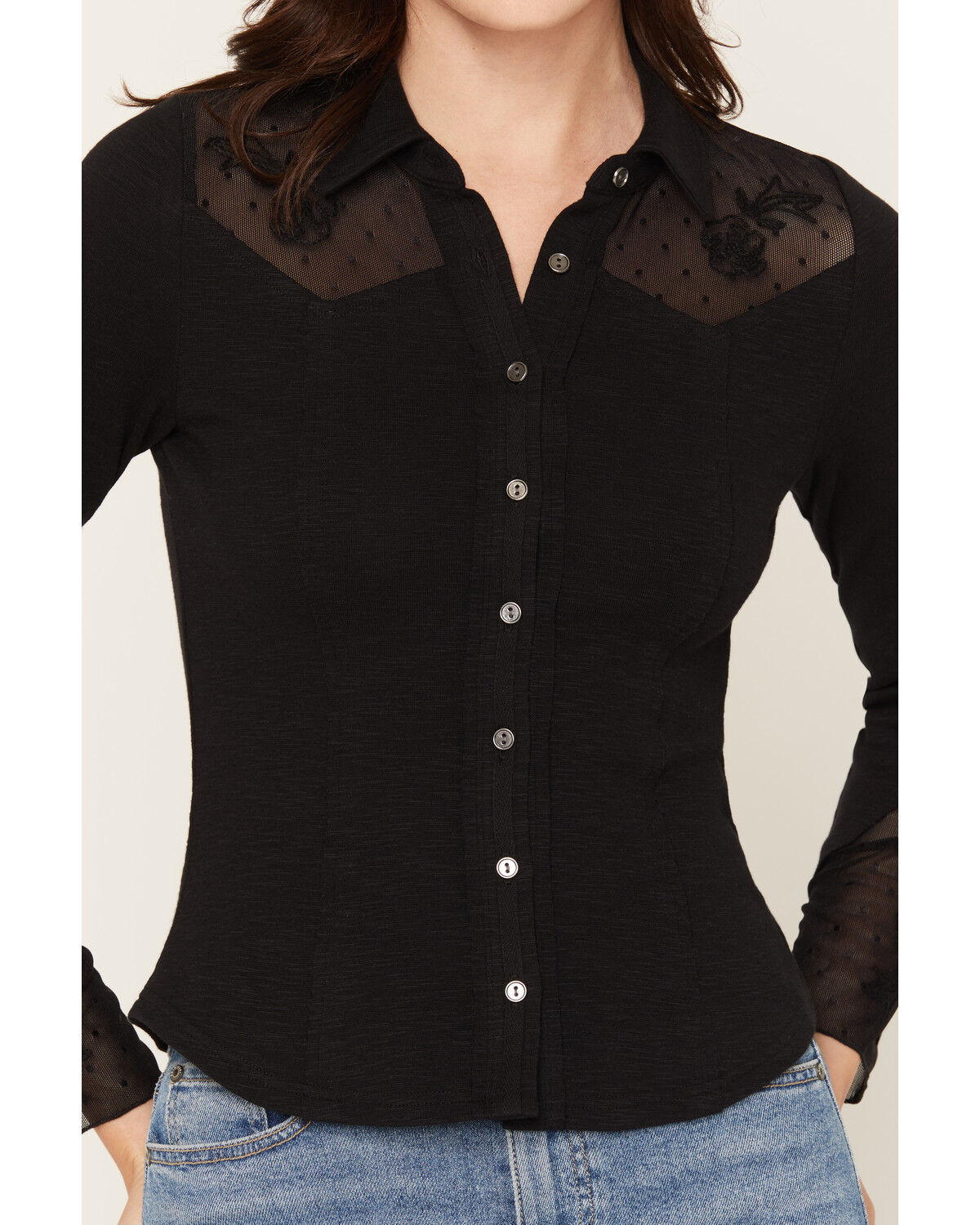 Image #3 - Idyllwind Women's Phoenix Button Front Western Shirt, Black, hi-res