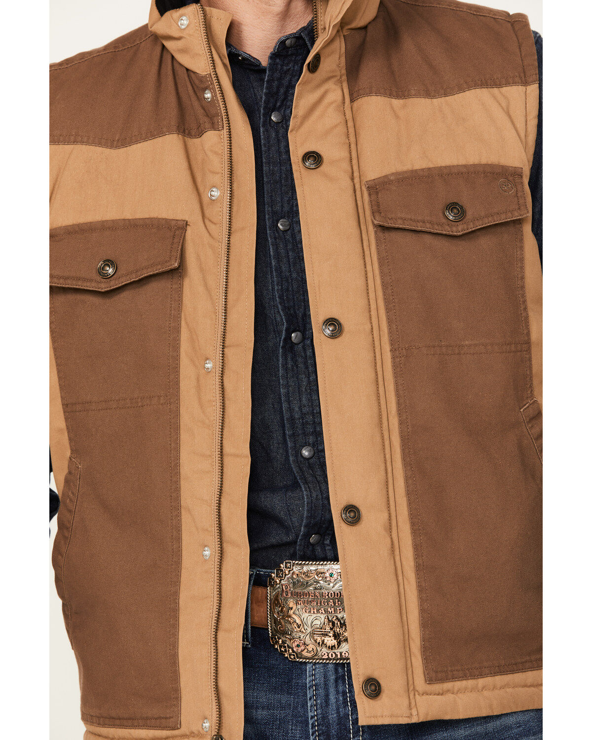 Image #3 - Blue Ranchwear Men's Waxed Canvas Vest, Beige/khaki, hi-res