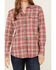 Image #3 - Ariat Women's FR Plaid Print Long Sleeve Snap Work Shirt , Pink, hi-res