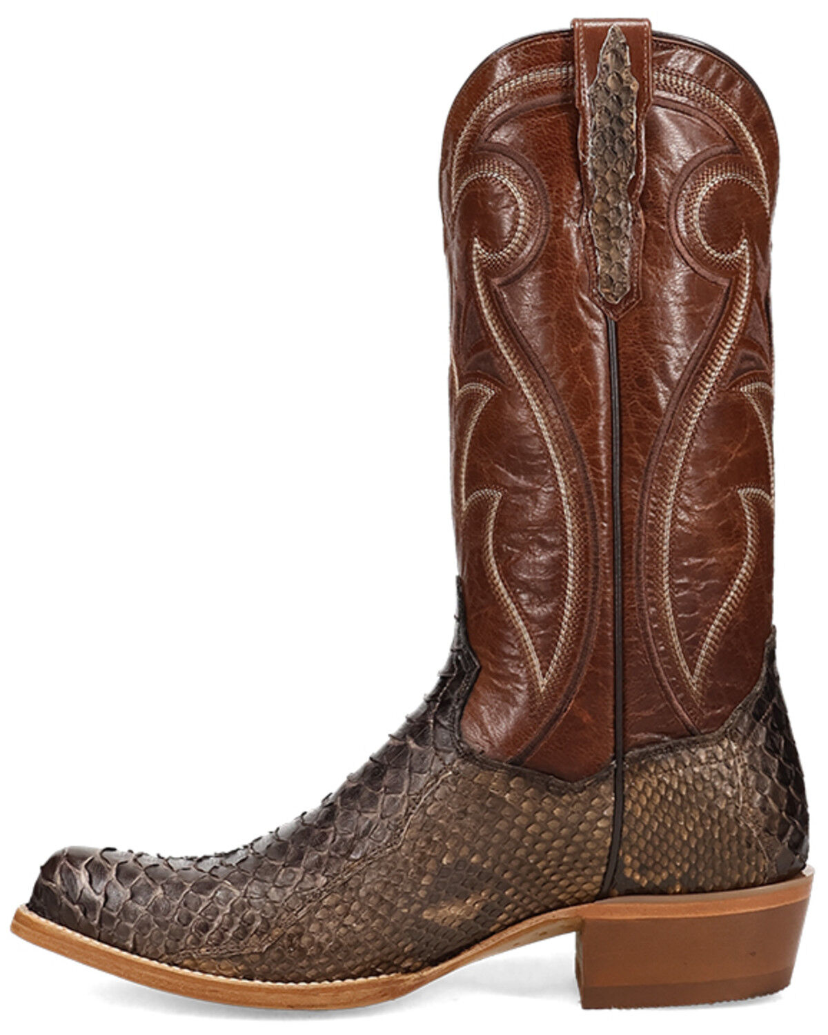 Image #3 - Dan Post Men's Bay Apache Exotic Python Western Boots - Round Toe, Brown, hi-res