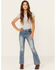 Image #1 - Levi's Girls' 726 Medium Wash Embroidered Stretch Flare Jeans , Blue, hi-res