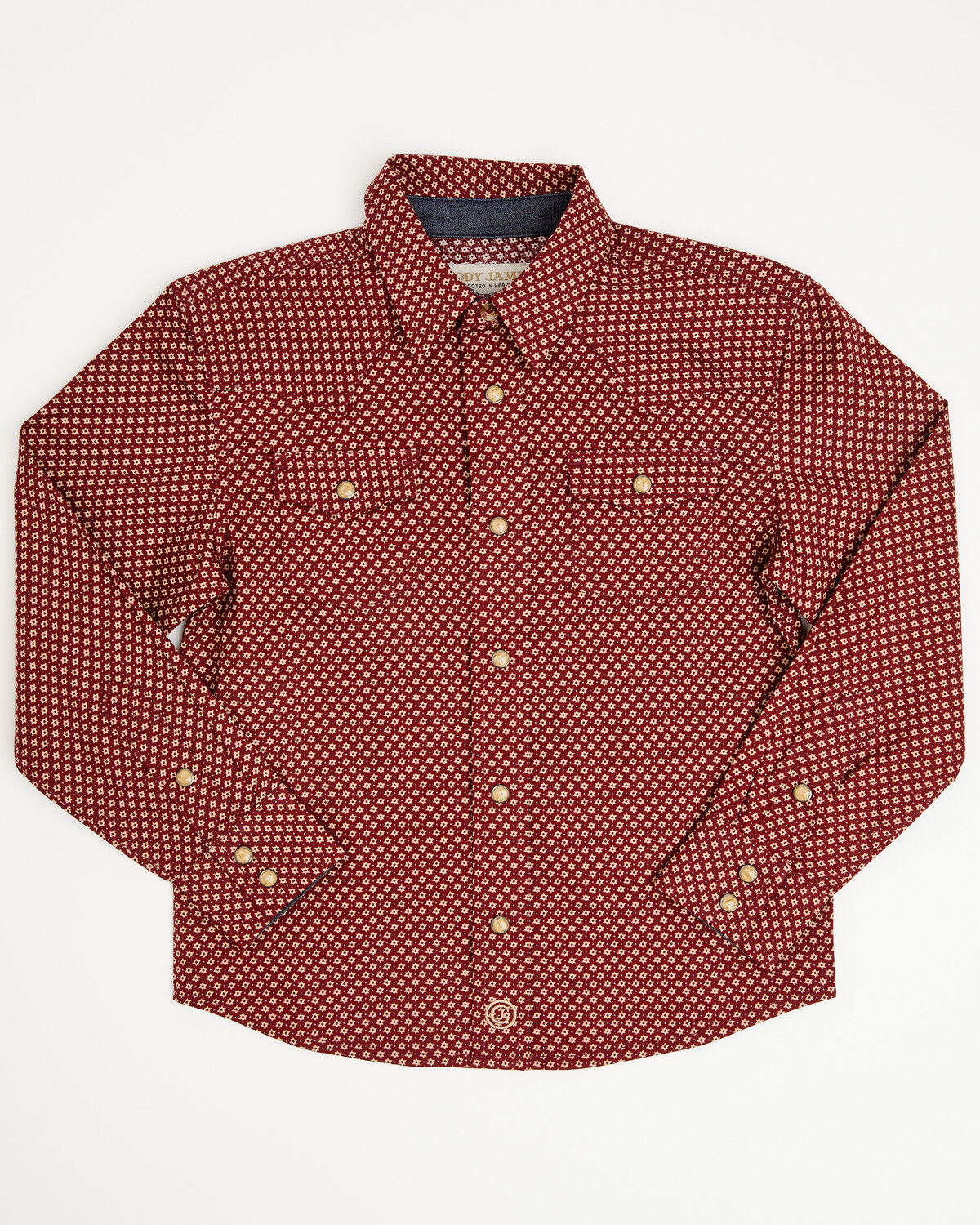 Image #1 - Cody James Toddler Boys' NFR Geo Print Long Sleeve Snap Stretch Western Shirt, Burgundy, hi-res