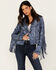 Image #1 - Idyllwind Women's Banbury Printed Faux Suede Moto Jacket , Steel Blue, hi-res