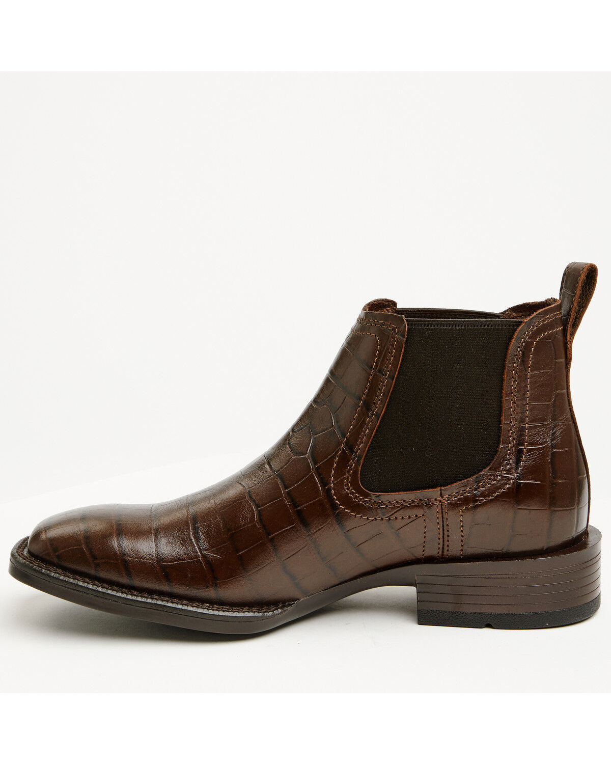 Image #3 - Ariat Men's Booker Crocodile Print Chelsea Boots - Broad Square Toe, Chocolate, hi-res