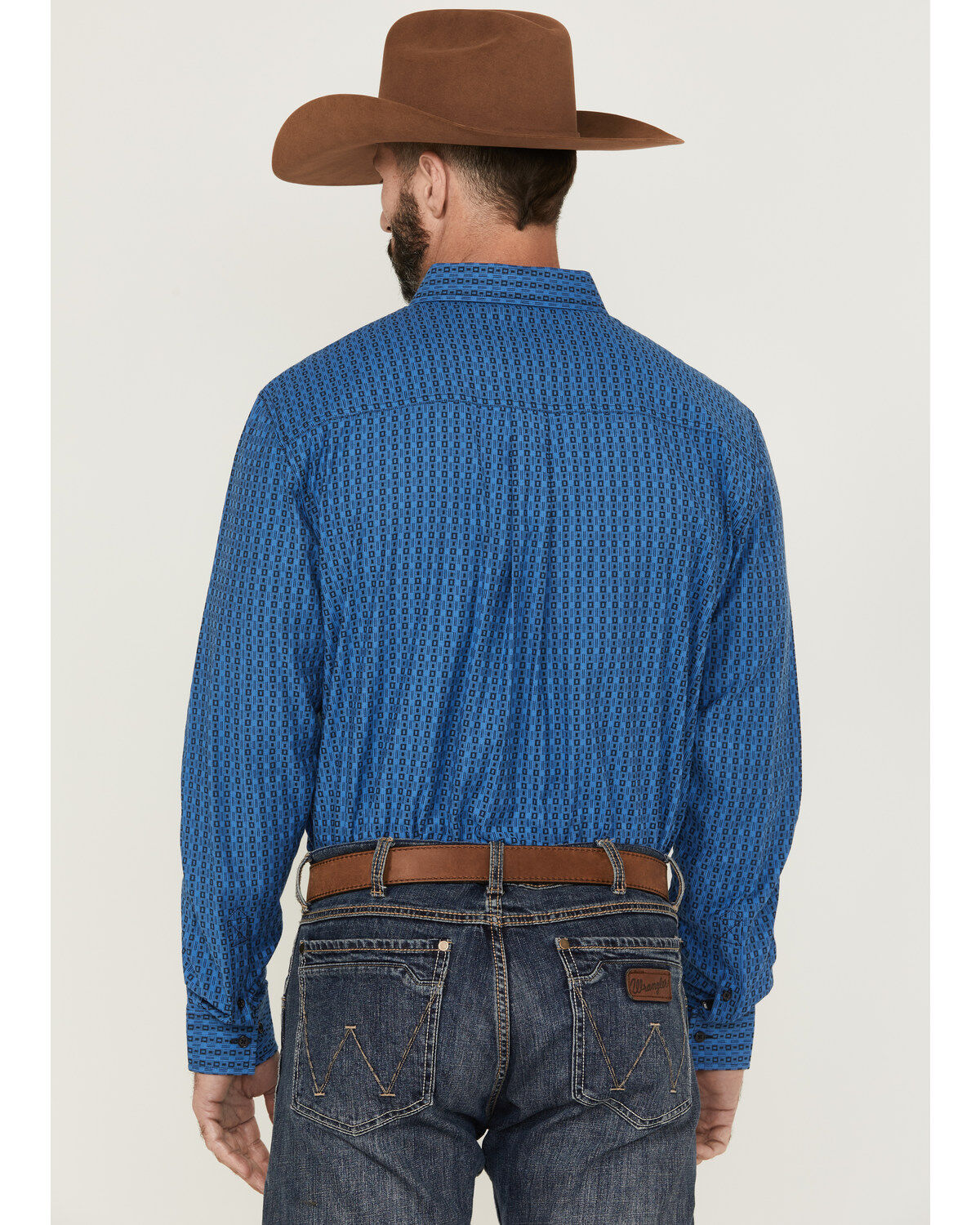Image #4 - RANK 45&reg; Men's Bulldogger Dobby Geo Button-Down Western Shirt, Blue, hi-res