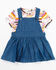 Image #1 - Shyanne Toddler Girls' Southwestern Printed Top and Overall Dress, Medium Blue, hi-res