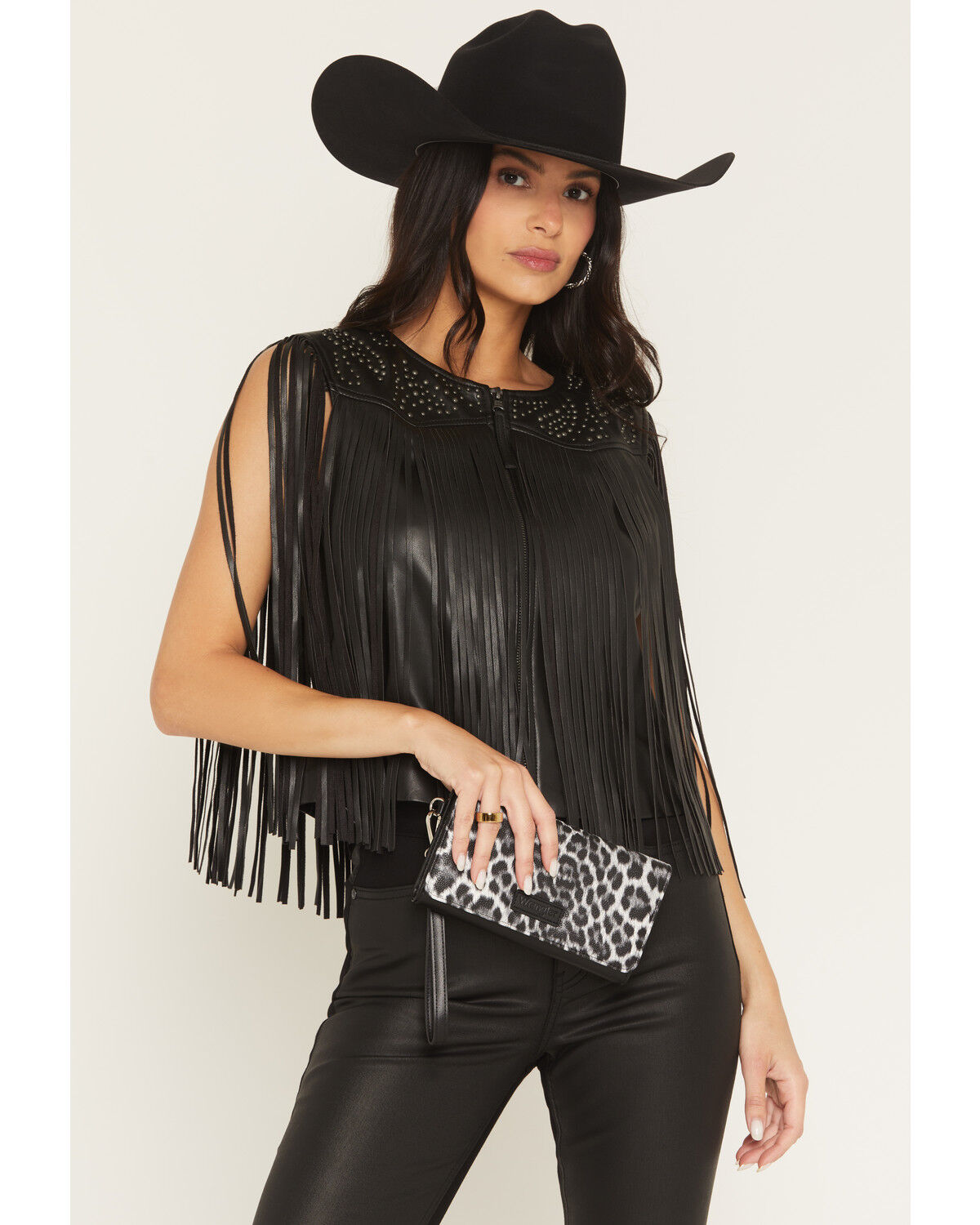 Image #1 - Wrangler Women's Boot Barn Exclusive Leopard Print Wallet, Black, hi-res