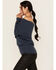 Image #2 - Shyanne Women's Off The Shoulder Cable Knit Sweater, Navy, hi-res