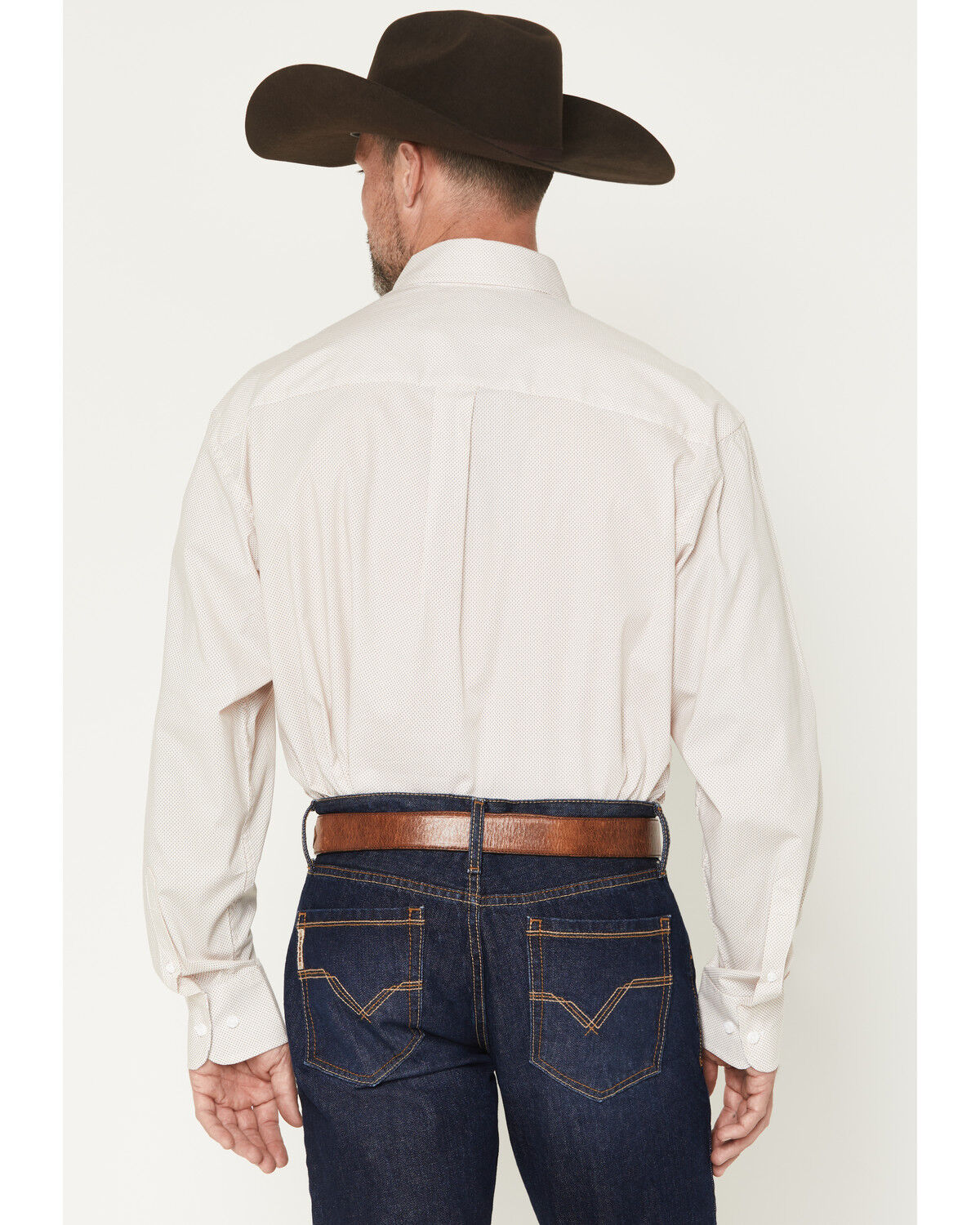 Image #4 - George Strait by Wrangler Men's Geo Print Long Sleeve Button-Down Stretch Western Shirt, Orange, hi-res