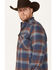 Image #2 - Dakota Grizzly Men's Quilted Tobias Ripstop Plaid Print Long Sleeve Snap Flannel Jacket, Navy, hi-res