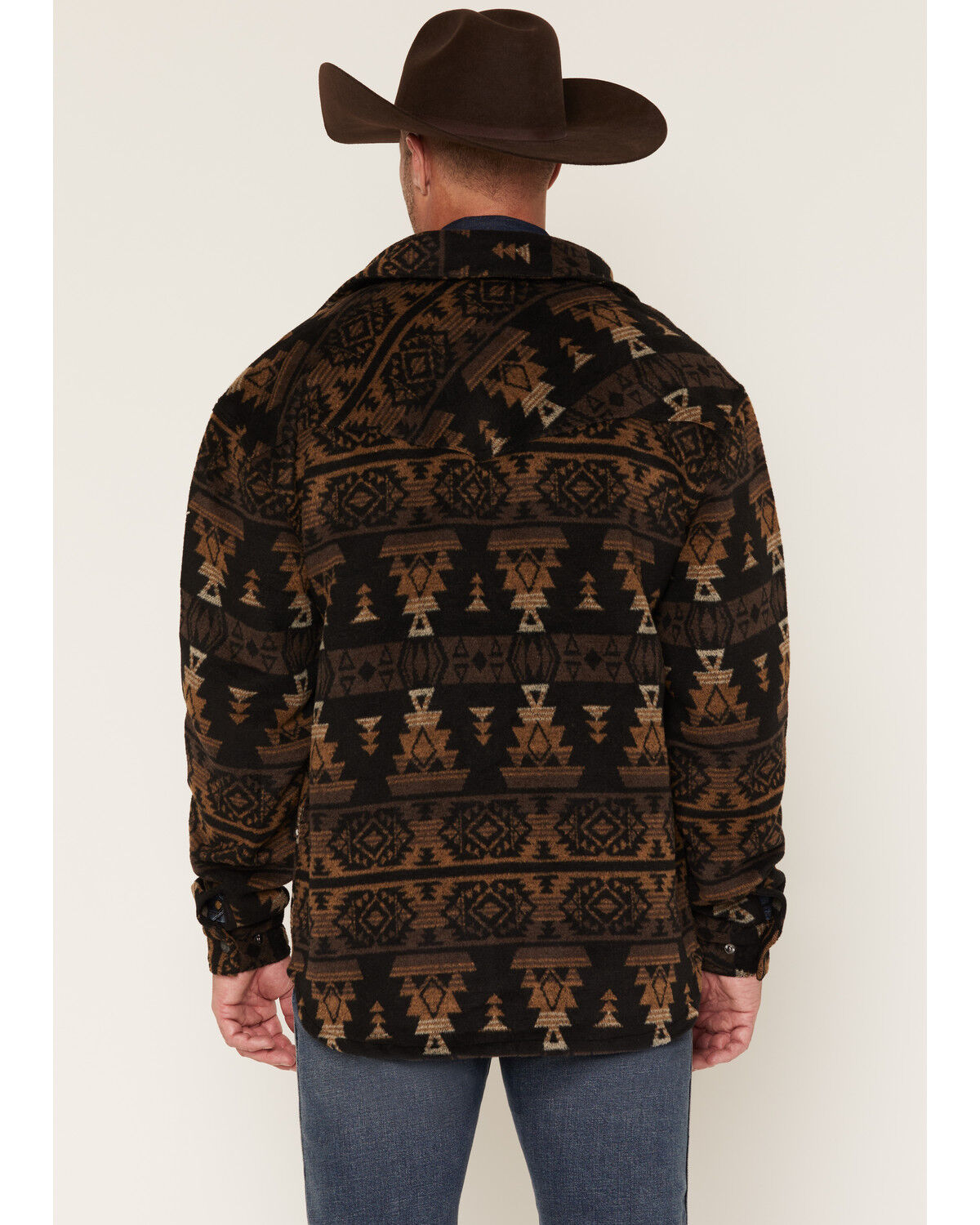 Image #4 - Outback Trading Co Men's Hudson Southwestern Print Snap Shirt Jacket, Dark Brown, hi-res