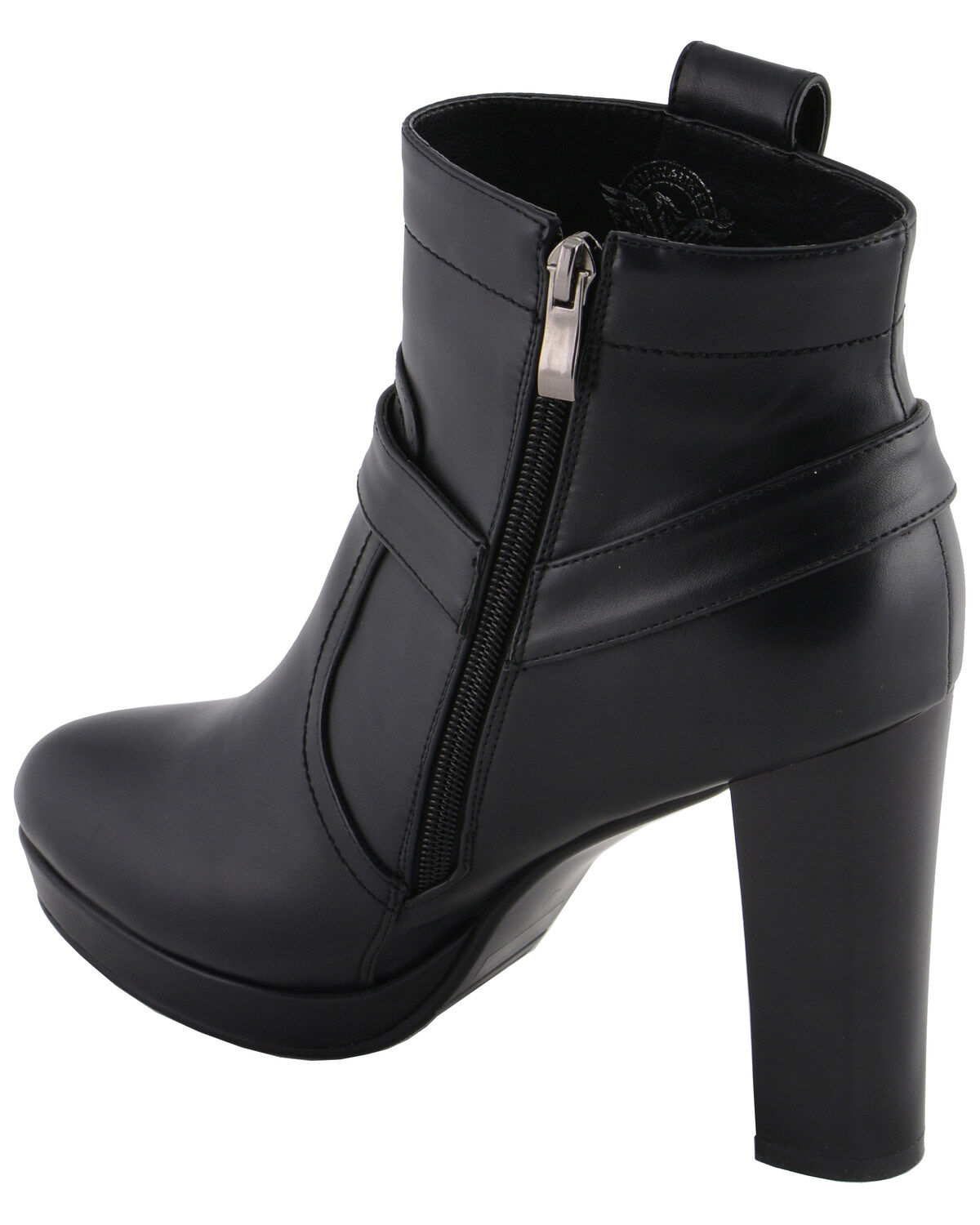 Image #8 - Milwaukee Leather Women's Block Heel Harness Booties - Round Toe, Black, hi-res