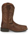 Image #2 - Justin Men's Canter Pull-On Work Boots - Steel Toe , Brown, hi-res