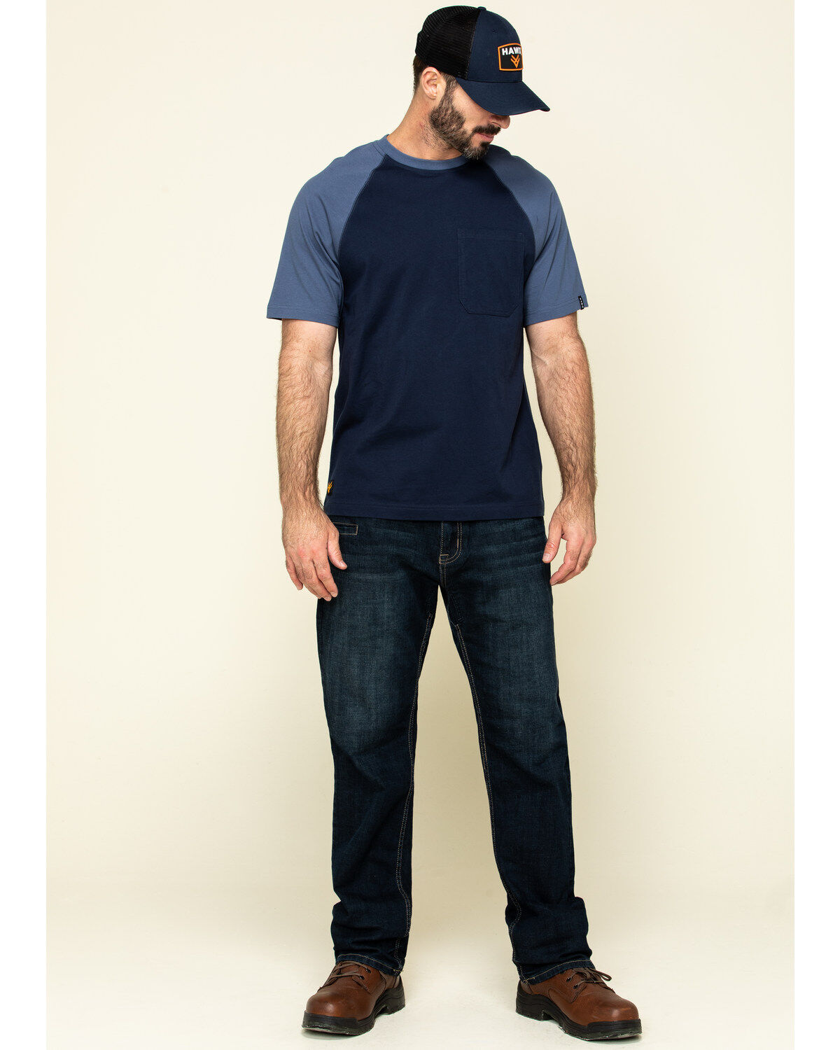 Image #6 - Hawx Men's Navy Midland Short Sleeve Baseball Work T-Shirt - Big, Navy, hi-res