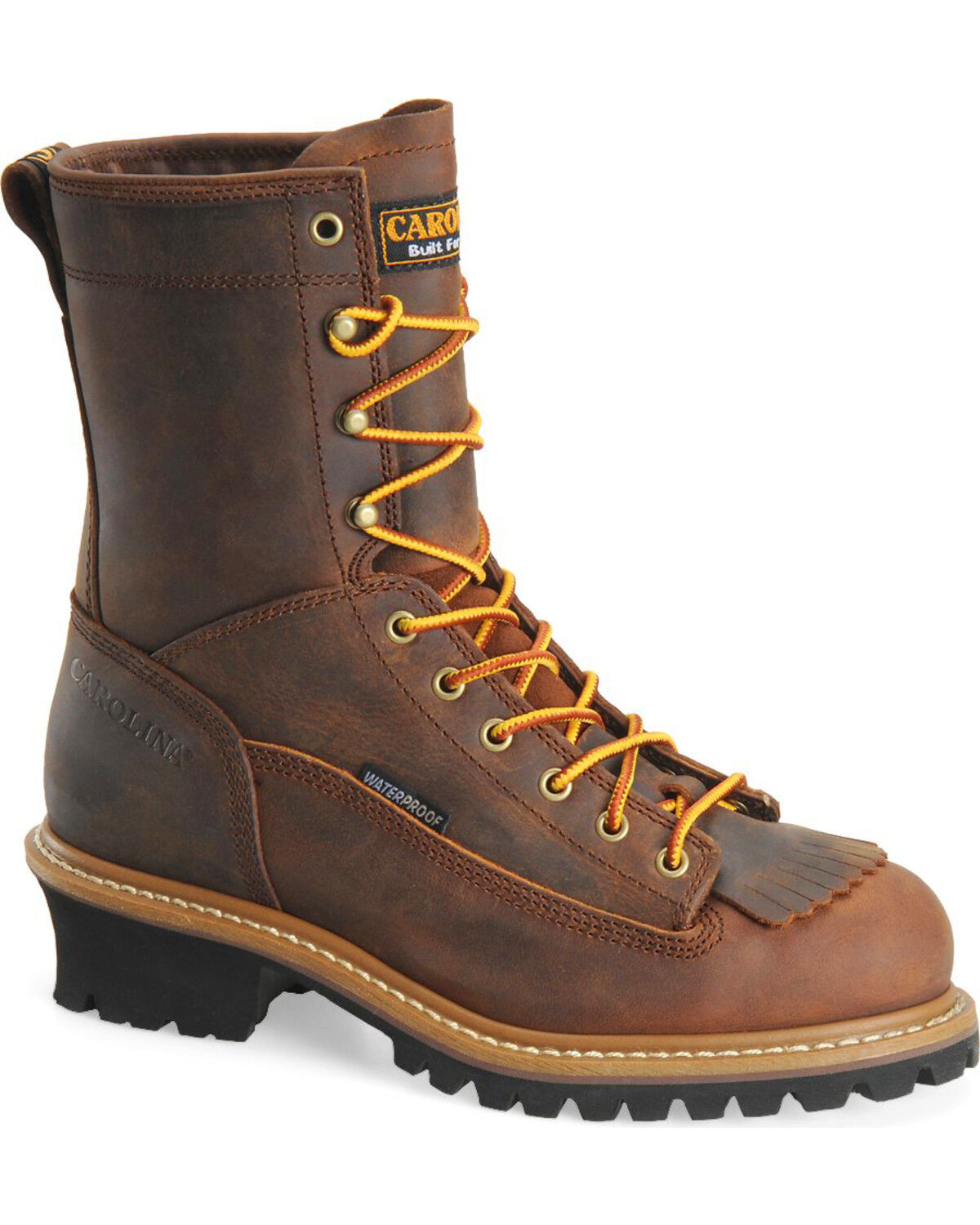 Image #1 - Carolina Men's Logger 8" Steel Toe Work Boots, Brown, hi-res