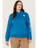 Image #1 - Carhartt Women's Relaxed Fit Midweight Logo Graphic Hoodie - Plus, Blue, hi-res