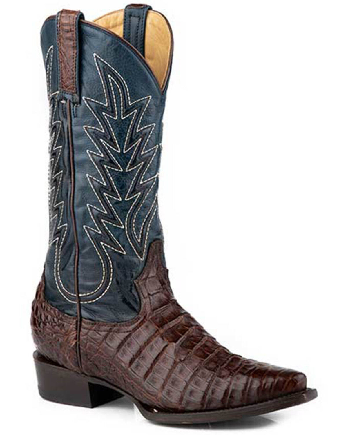 Image #1 - Stetson Women's Adi Exotic Caiman Tall Western Boots - Snip Toe, Brown, hi-res