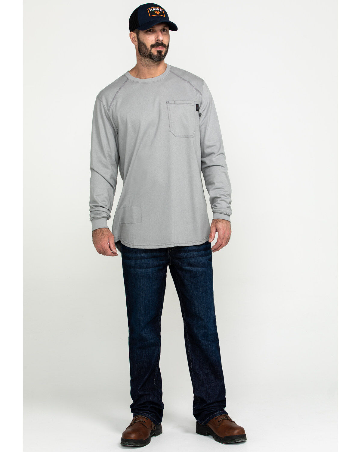 Image #6 - Hawx Men's FR Pocket Long Sleeve Work T-Shirt, Silver, hi-res