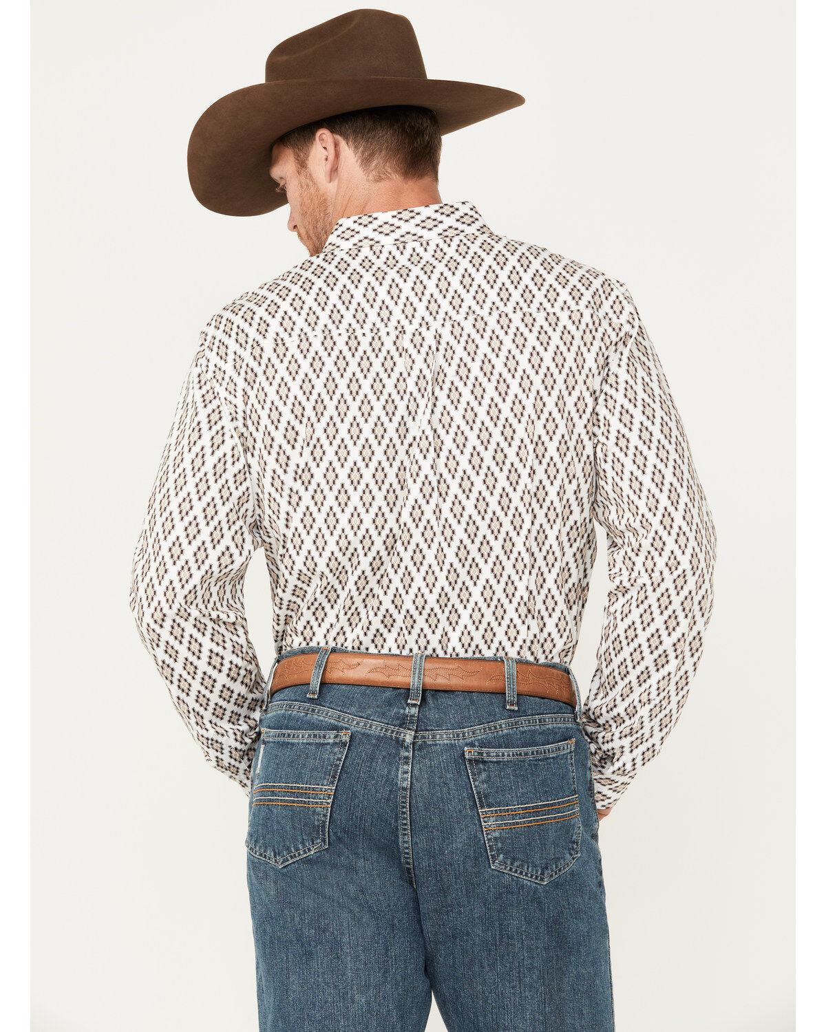 Image #4 - RANK 45&reg; Men's Catfish Southwestern Geo Print Long Sleeve Button-Down Stretch Western Shirt, Coffee, hi-res