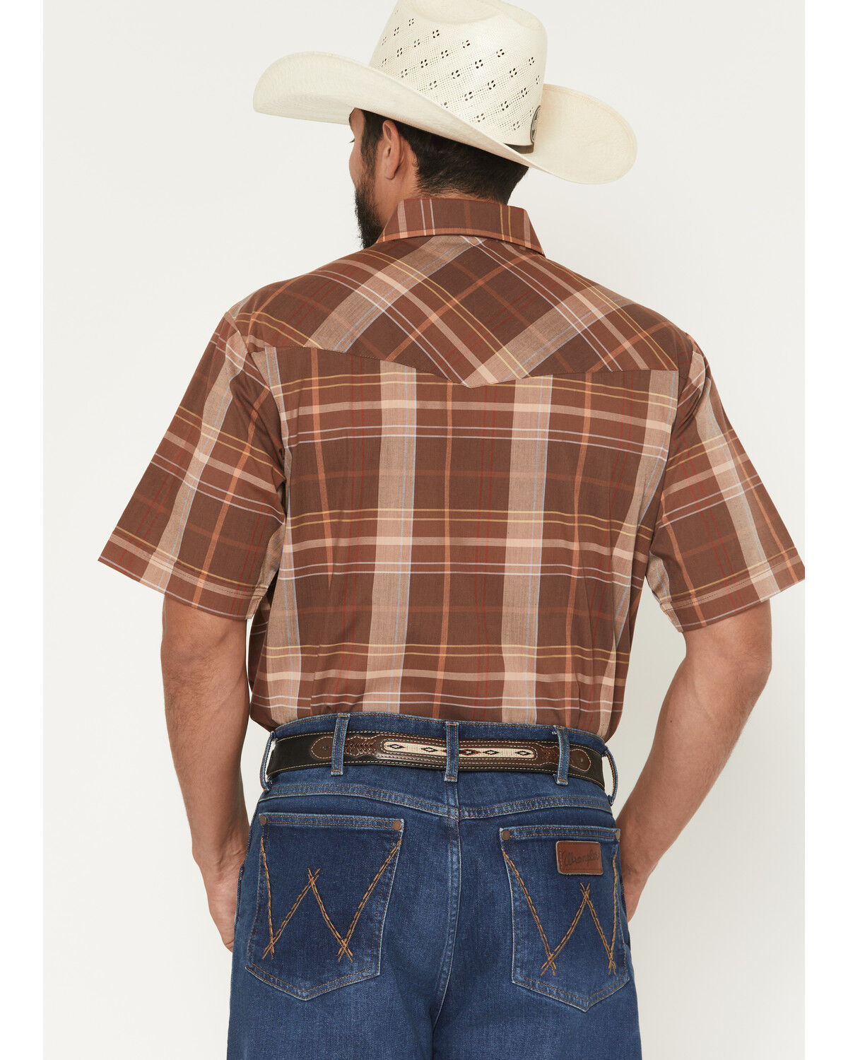Image #4 - Ely Walker Men's Boot Barn Exclusive Plaid Print Short Sleeve Pearl Snap Western Shirt - Tall, , hi-res