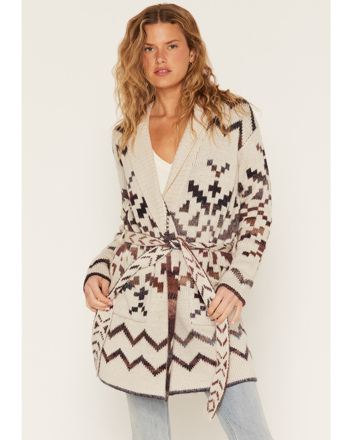 Idyllwind Women's Sugartree Southwestern Print Cardigan, Cream, hi-res