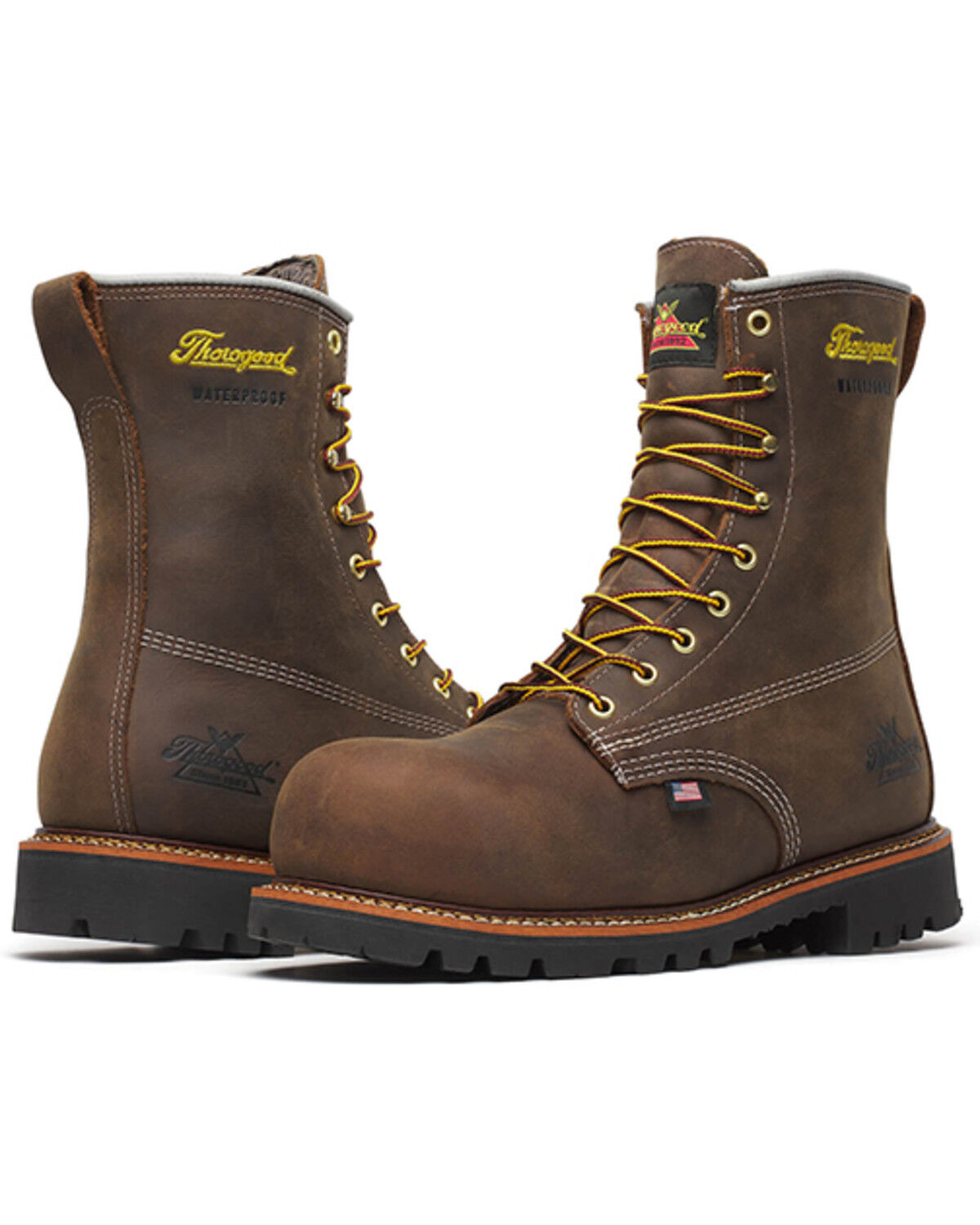 Image #6 - Thorogood Men's 8" American Legacy Waterproof Work Boots - Composite Toe, Brown, hi-res
