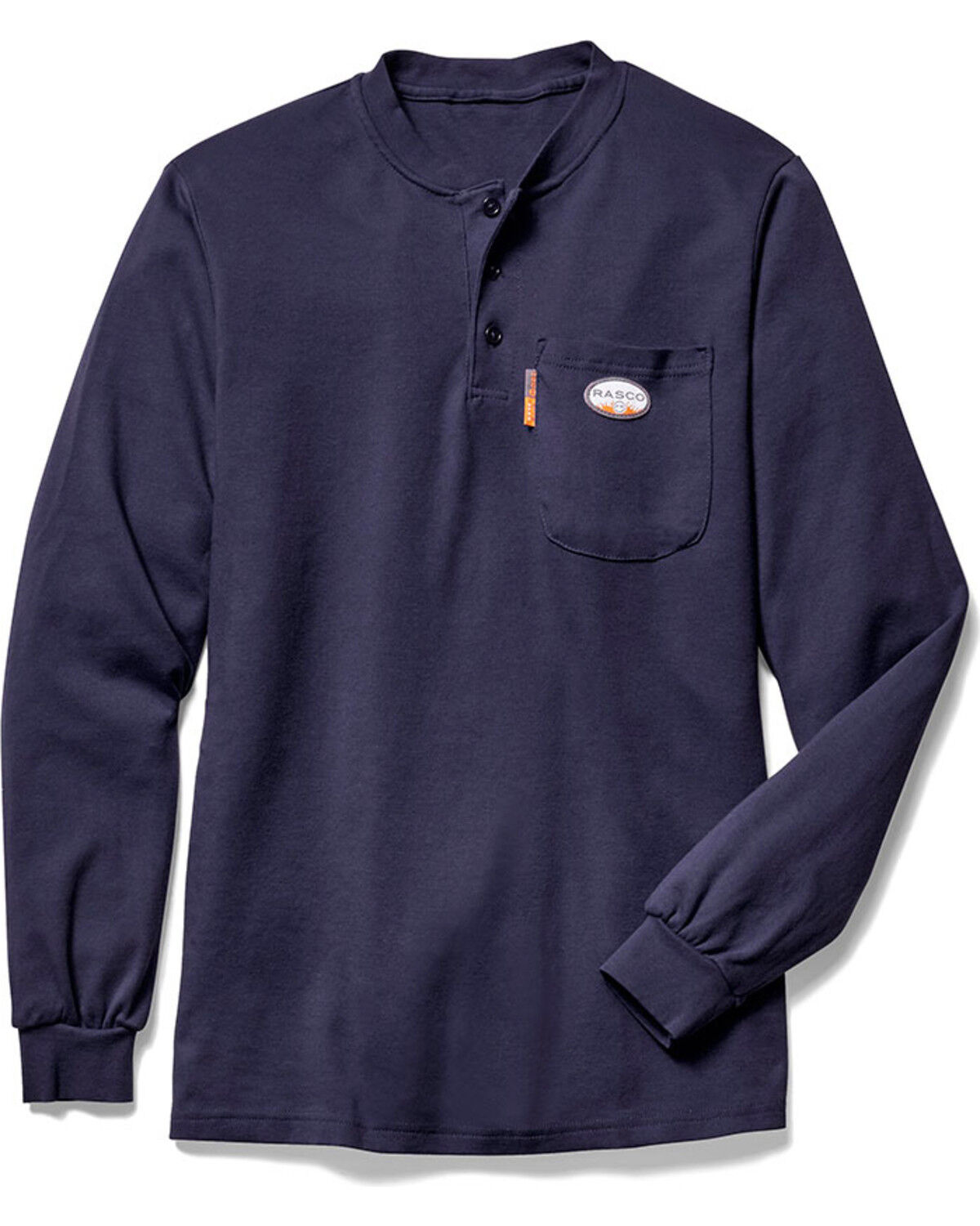Image #1 - Rasco Men's FR Henley Long Sleeve Work T-Shirt - Big, Navy, hi-res