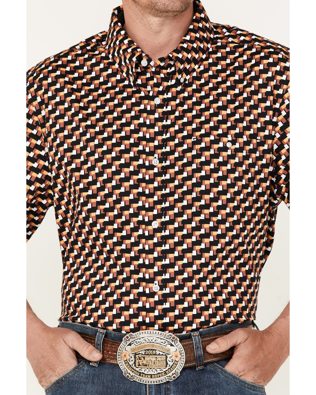Image #3 - RANK 45&reg; Men's Mudslinger Geo Print Button-Down Stretch Western Shirt, Multi, hi-res