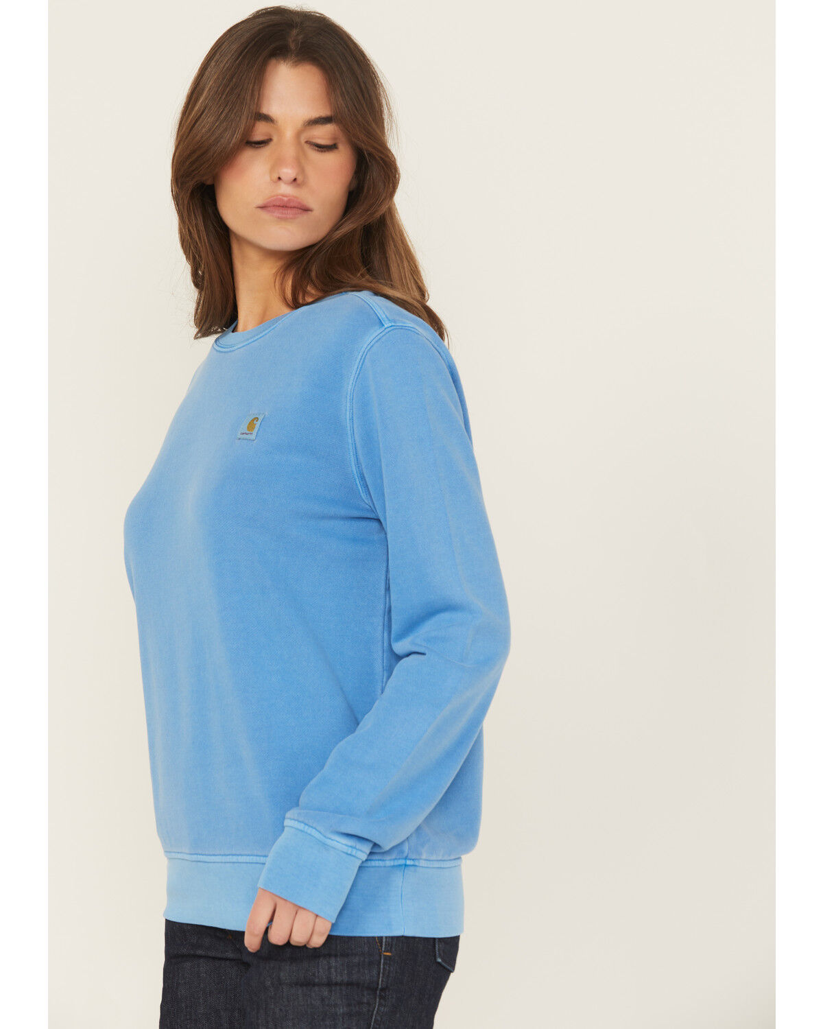 Image #2 - Carhartt Women's TENCEL&trade; Fiber Series Relaxed Fit Midweight French Terry Sweatshirt, Blue, hi-res