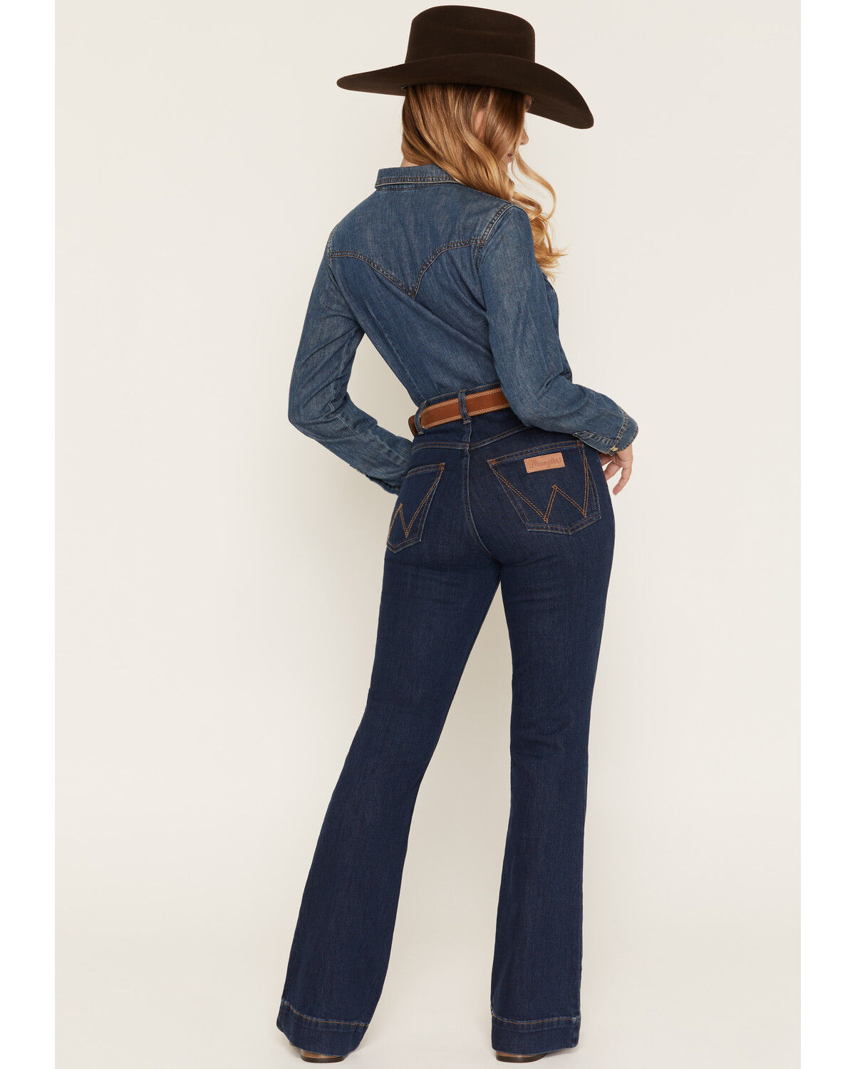 Image #3 - Wrangler Women's Emerie Dark Wash High Rise Bell Trouser Stretch Denim Riding Jeans, Dark Wash, hi-res